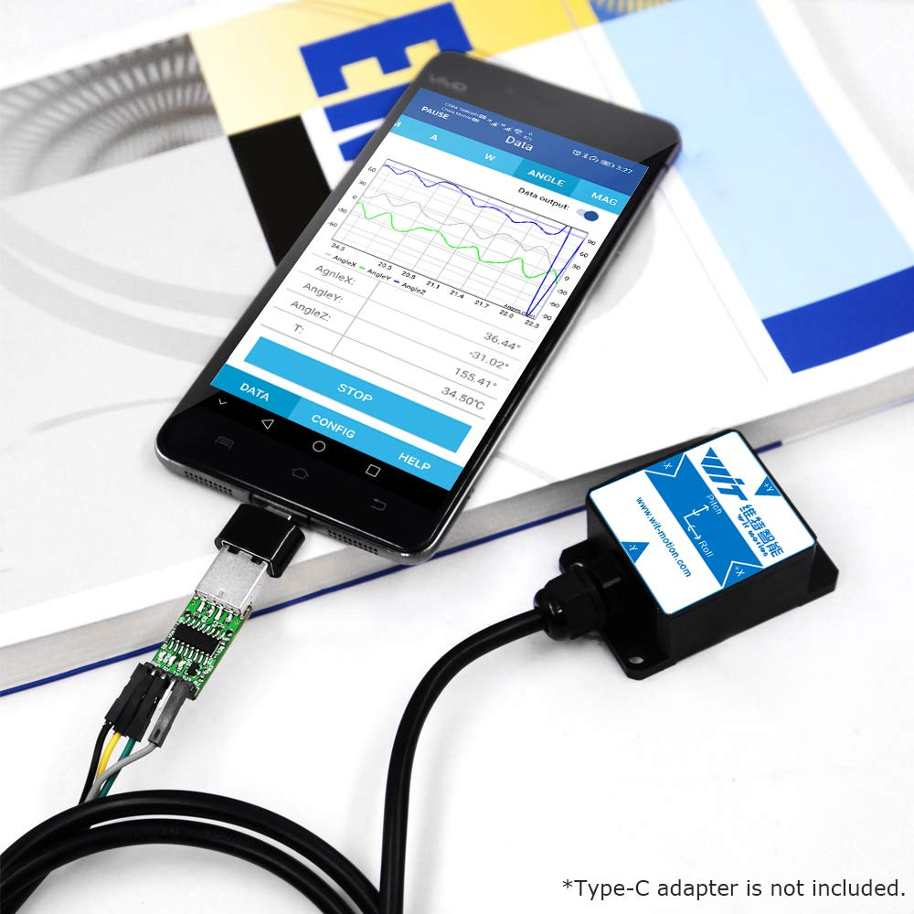 [Industrial-Grade Accelerometer+Inclinometer] HWT901B-TTL MPU9250 9-Axis Gyroscope+Angle(Xy 0.05&deg; Accuracy)+Digital Compass+Air Pressure+Altitude, RM3100 Magnetometer Compensation and Kalman Filtering