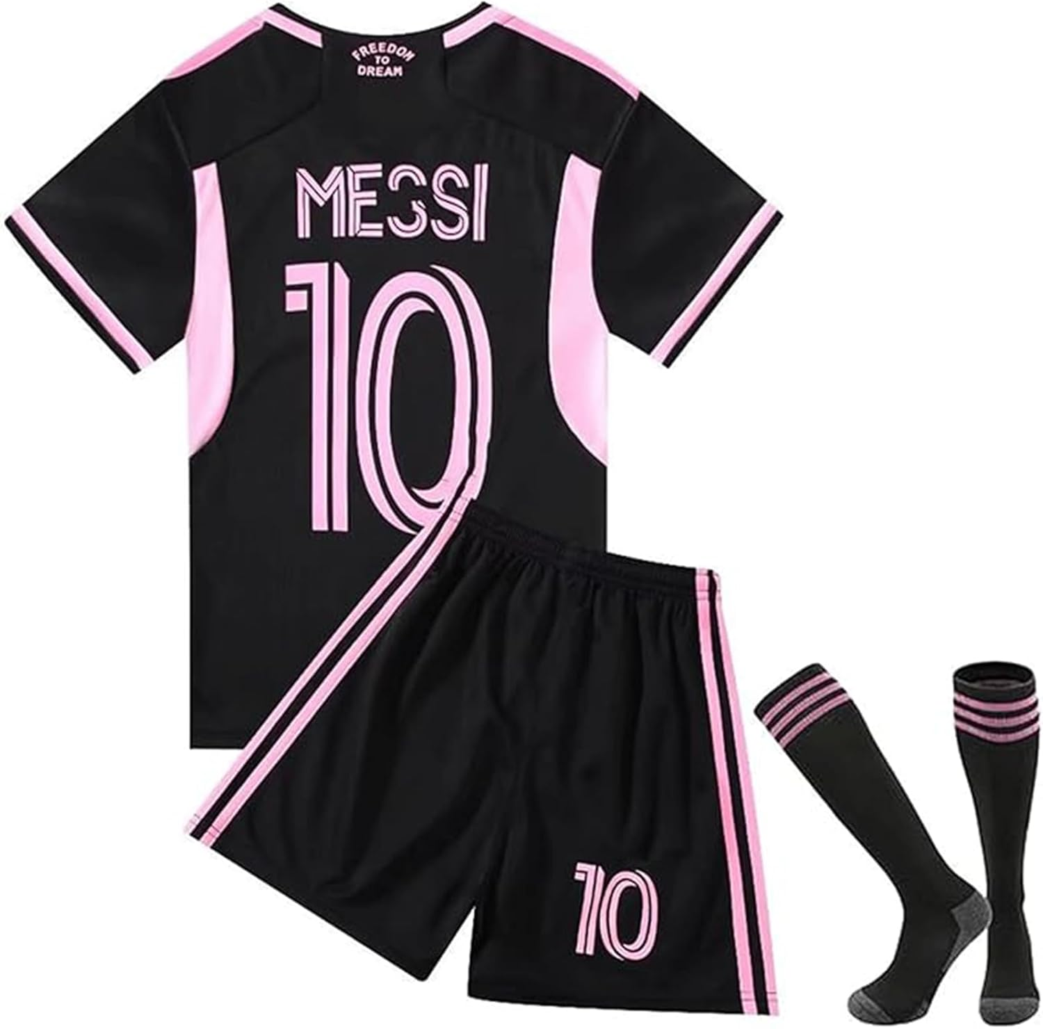 Soccer Jersey Kids,Soccer Jersey for Youth, Football Sportswear Uniforms Suit with Socks, Fans Gift T-Shirt，Messi Club Unisex Jersey (Big & Tall, Pink, 11-13 Years)