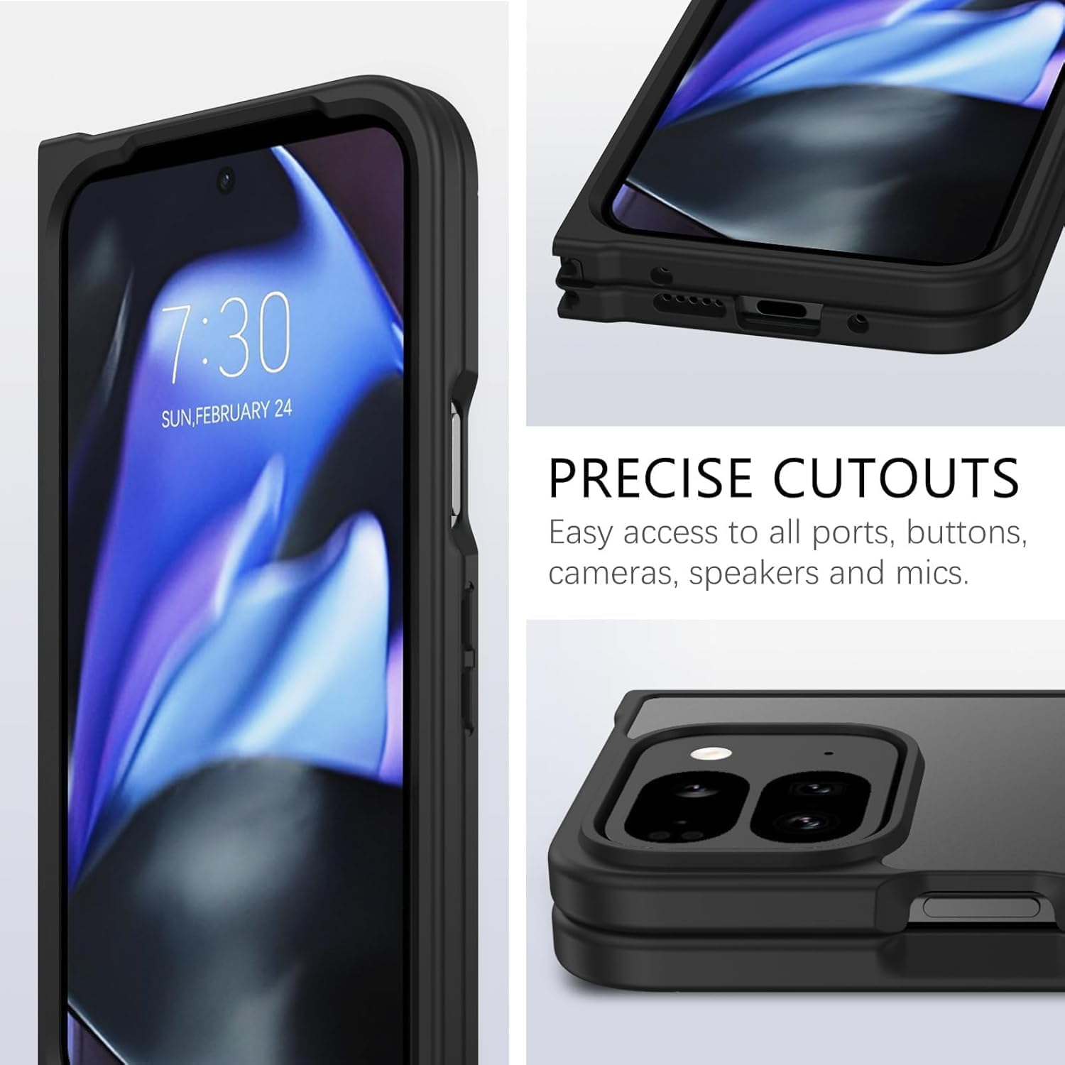 RUNGOS for Google Pixel 9 Pro Fold Case [12Ft Military Grade Drop Tested] [Ultimate Silky Touch] Translucent Matte Cover for Pixel 9 Pro Fold Case, Anti-Fingerprints Slim Shockproof Cover 2024, Black image number 1