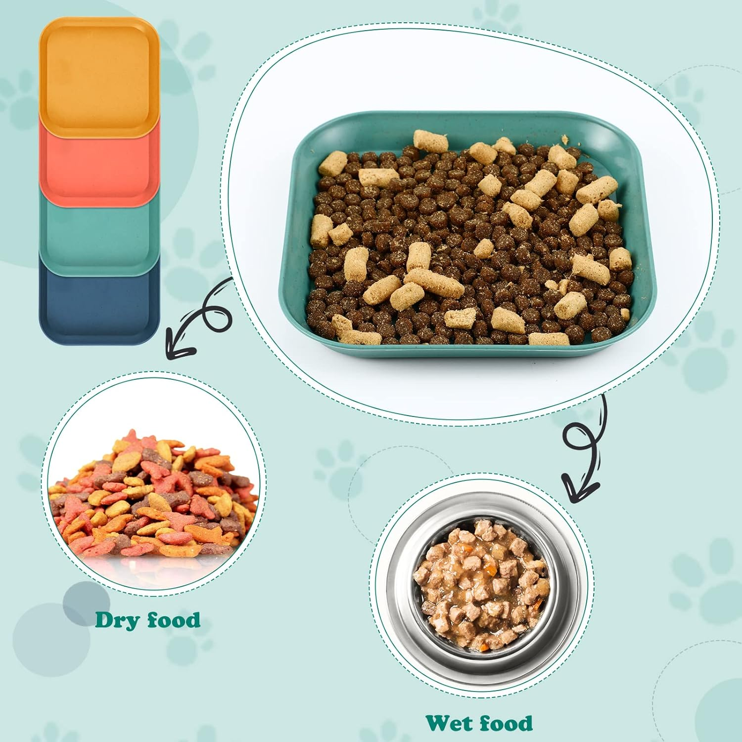 Gerrii 12 Pieces Whisker Fatigue Relief Cat Bowl 6 Inch Shallow Cat Food Dish Cat Wet Feeding Bowls Wide and Small Pet Plate for Kittens and Short Legged Cat, Wheat Straw (Vintage Colors,Square) image number 3