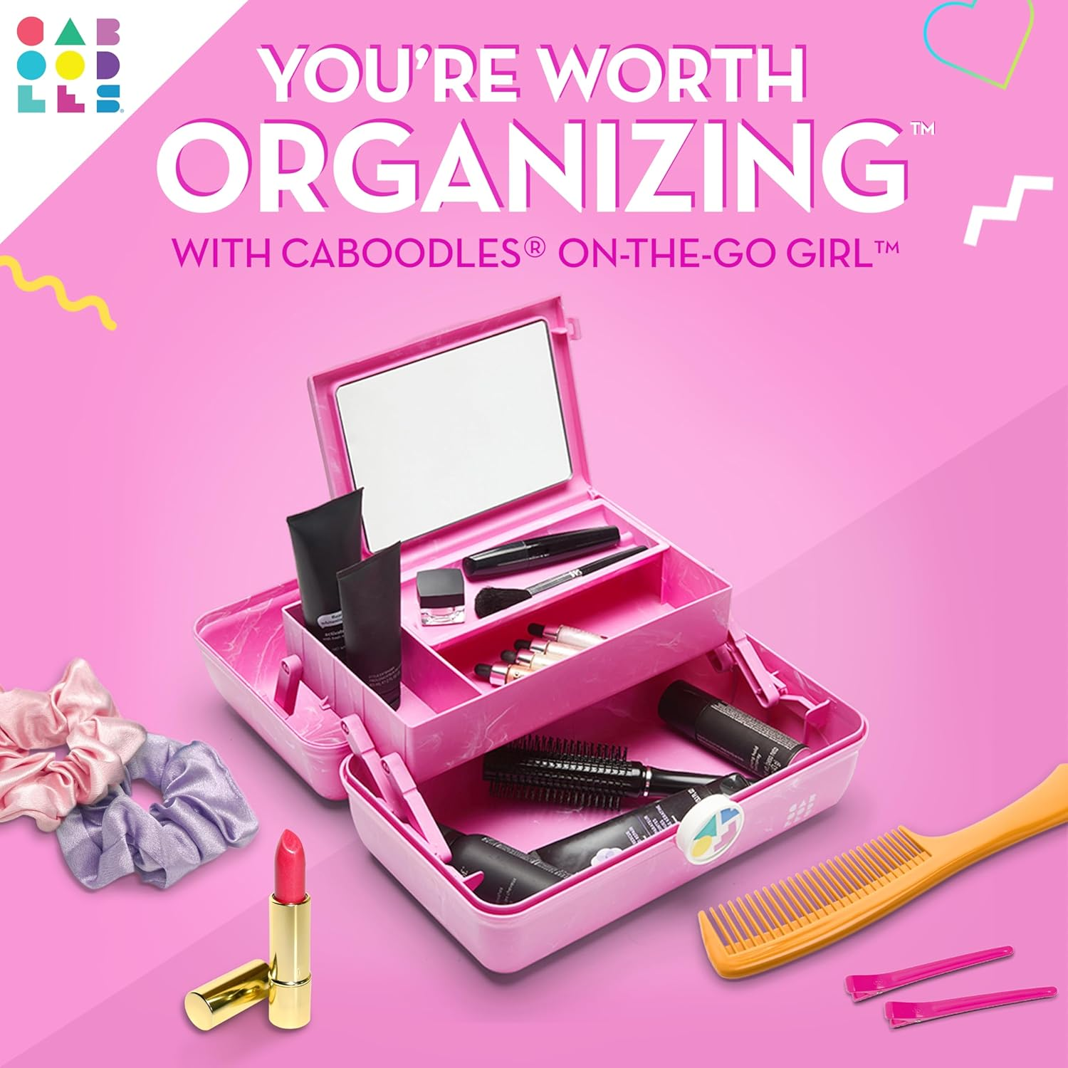 Caboodles On-The- Go Girl, Bubblegum Marble, 13.38X8.88X6.5 Inch (Pack of 1) image number 5