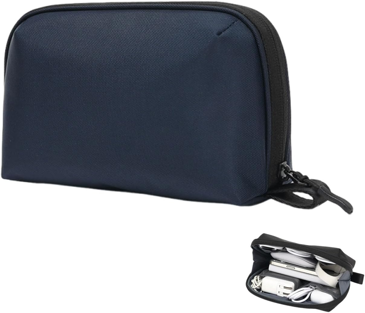 Oxford Tech Organizer Pouch with 6 Compartments,Water-Resistant Travel Cord Organizer Case & Electronic Accessories Storage Bag (Black)