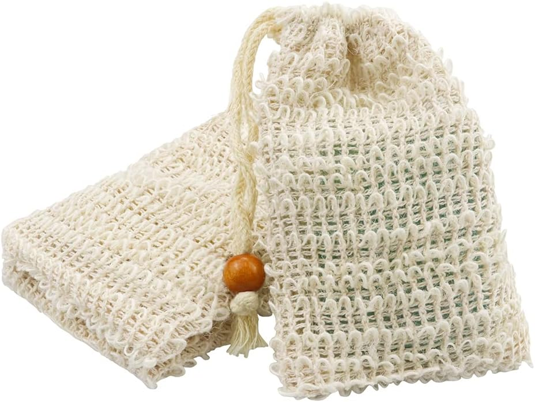 TCOTBE 2 Pack Natural Sisal Soap Saver Bag Zero Waste Mesh Bar Soap Loofah Holder Pouch for Shower Organic Soap Bag with Pouch Holder for Shower Bath image number 2