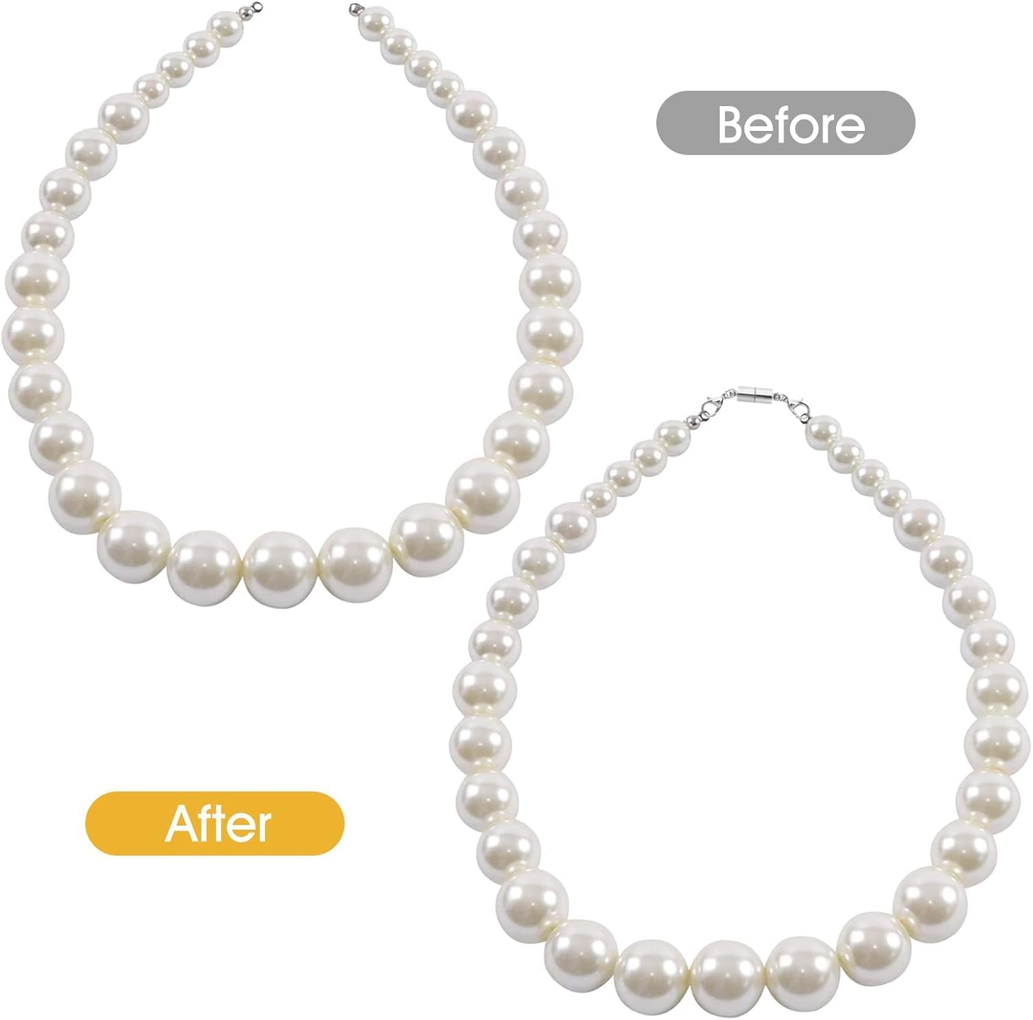 Lyfengdeam 12PCS Double Lobster Clasp Magnetic Necklace Clasps and Closures, Gold and Silver Adjustable Necklace Extenders, Necklace Bracelet Extender Jewelry Making DIY (6 X 45Mm) image number 6