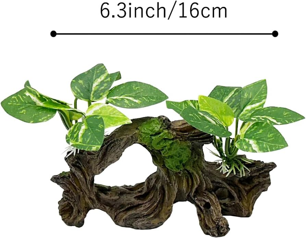 Smoothedo-Pets Fish Tank Decorations Aquarium Decor Ornaments Betta Silk Leaf Pad Hammock Artifical Driftwood Cave Goldfish Bowl Accessories (Type-H) image number 1