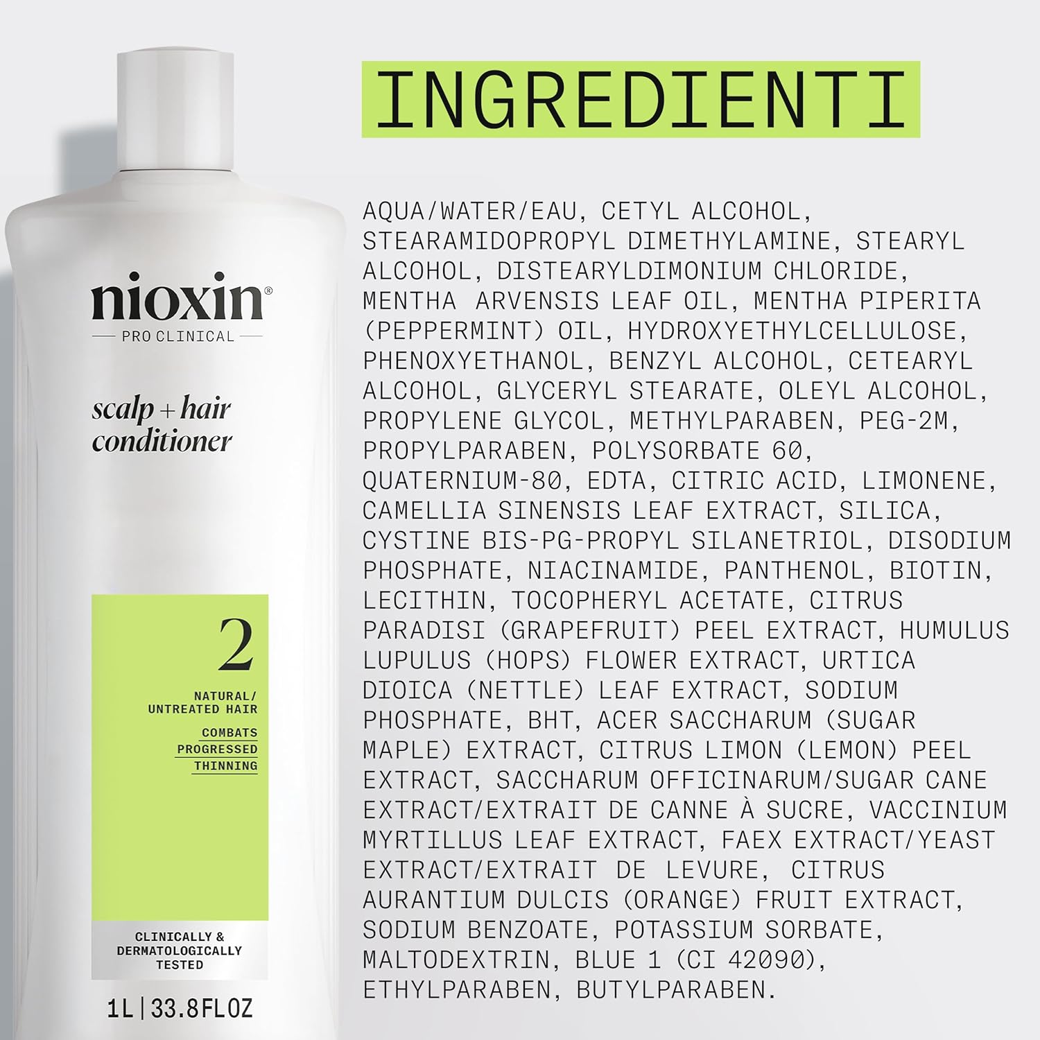 Nioxin System 2 Scalp plus Hair Thickening Conditioner for Natural Hair with Progressed Thinning, 1000 Ml image number 6