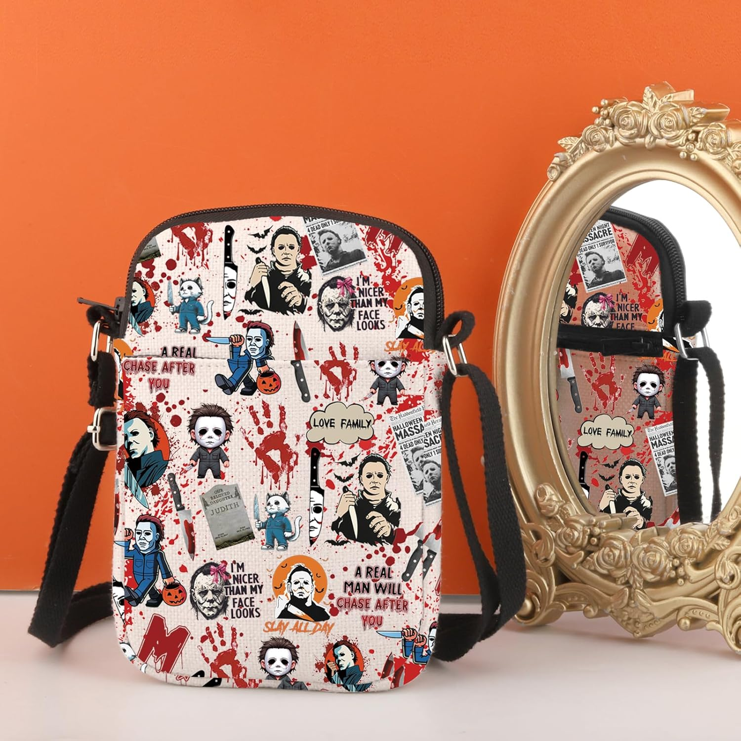 TSOTMO Horror Movie Horror Characters a Real Man Will Chase after You Makeup Bag Funny Halloween Scary Halloween Movie Gift image number 6