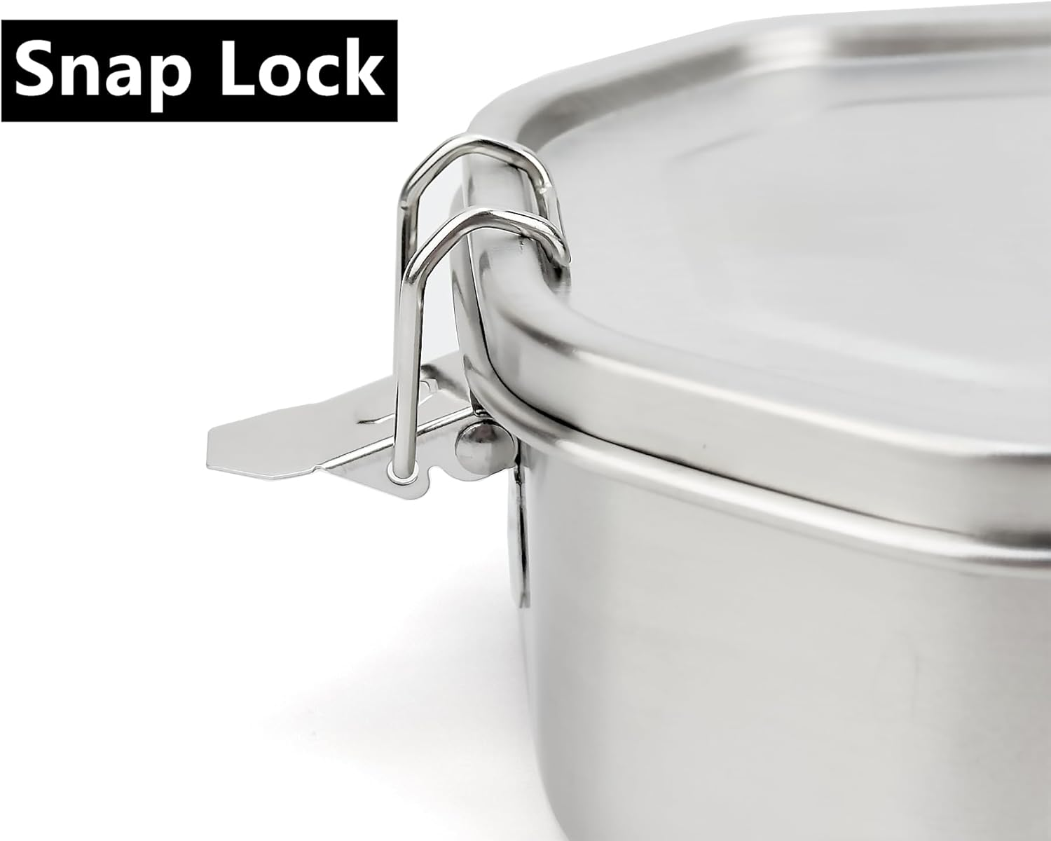 Stainless Steel Lunch Container, Metal Bento Box Snack Container with Leakpproof Lid, Stainless Steel Food Container with Spoon & Fork, 6.7X 4.9IN for Meal Prep Camping image number 6