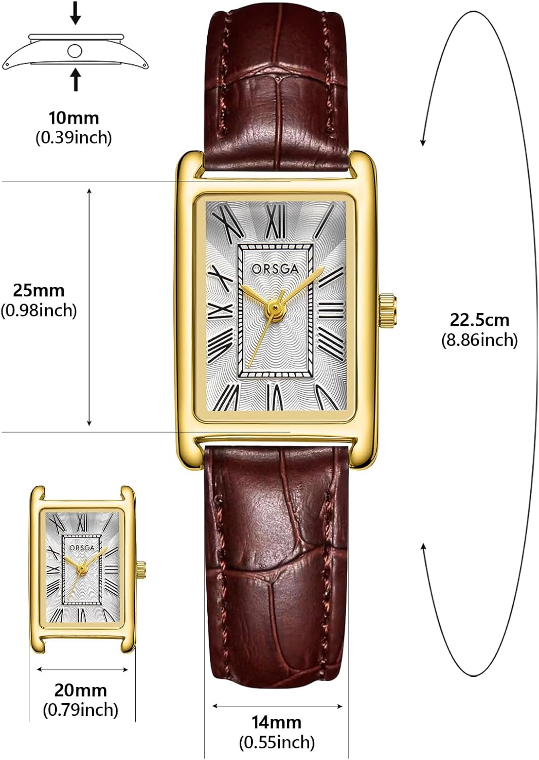 CIVO Ladies Watches for Women Leather: Waterproof Square Face Analog Quartz Wrist Watch Vintage Fashion Elegant Watch