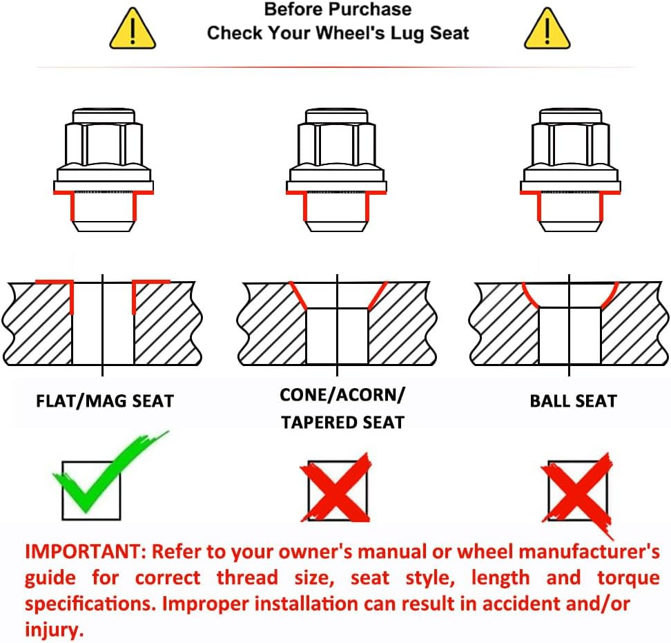White Knight 5307L M12X1.50 Toyota SUV OEM Factory Style Mag Lug Nut with Washer, 4 Pack 1.47" Height Black image number 2