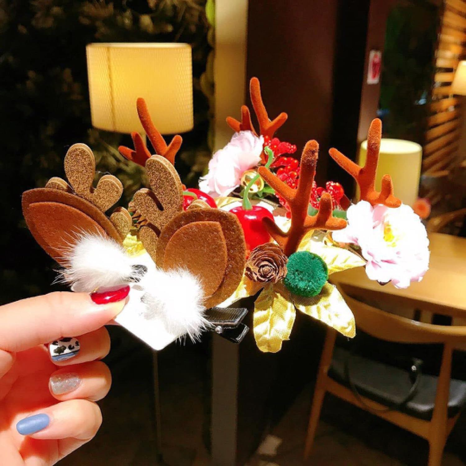 Christmas Hair Clips,Xmas Headbands Gifts,Accesorios Para El Cabello Hairpin New Year Christmas Antlers Children'S Cute Hair Band Photograph Photo Performance Headdress (Color : 714) image number 2