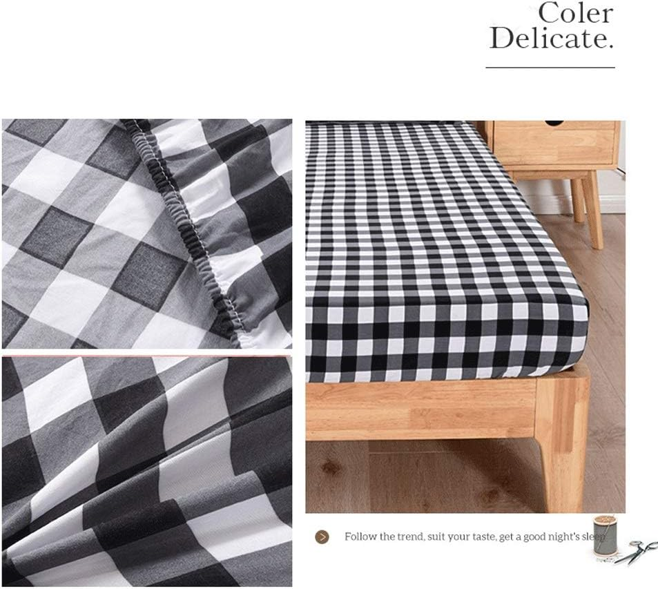 25Cm Deep Pocket Twin Fitted Sheet Only Soft Luxry Premium Quality 100% Cotton Bed Bottom Sheets Double Bedsheets Single Bed Linen King Queen (Color : Black A, Size : 180X220+25 Cm) image number 2