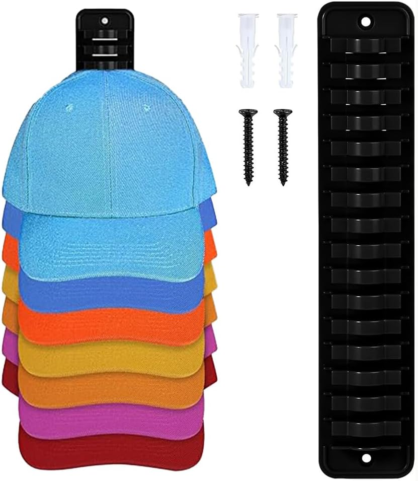 1PCS Hat Organizer for Baseball Caps, Baseball Cap Organizer, Hat Storage Display Hat Hanger Adhesive/Wall Drilled for Door, Bedroom, Closet Adhesive Hat Organizer Hooks Holder (White)
