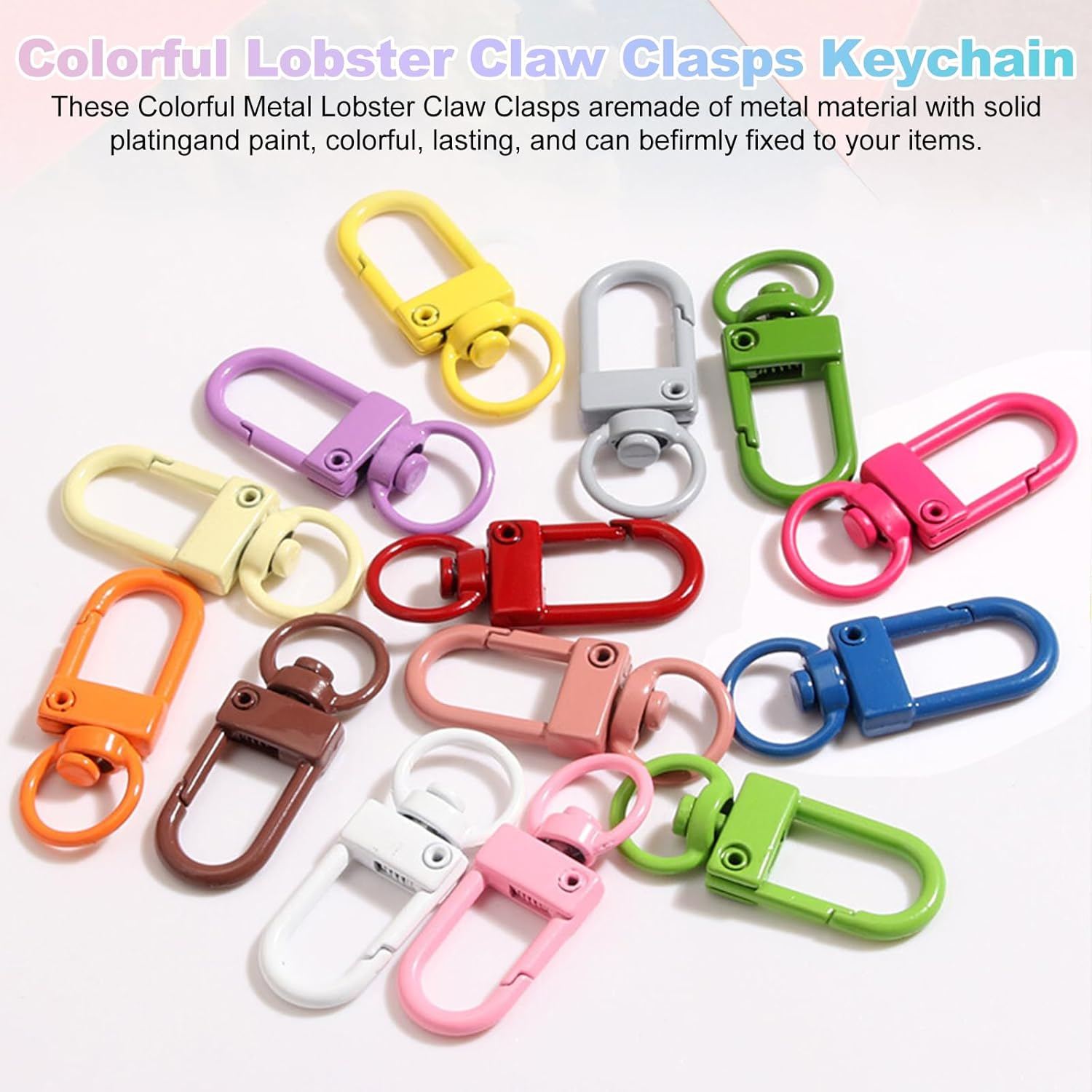Colorful Lobster Claw Clasps Keychain 30Pcs Metal Swivel Lanyards Trigger Snap Hooks 10 Colors Carabiner Clip Key Rings for DIY Craft Bag Key Chains Connector Jewelry Making Key Chain Making Kit image number 5