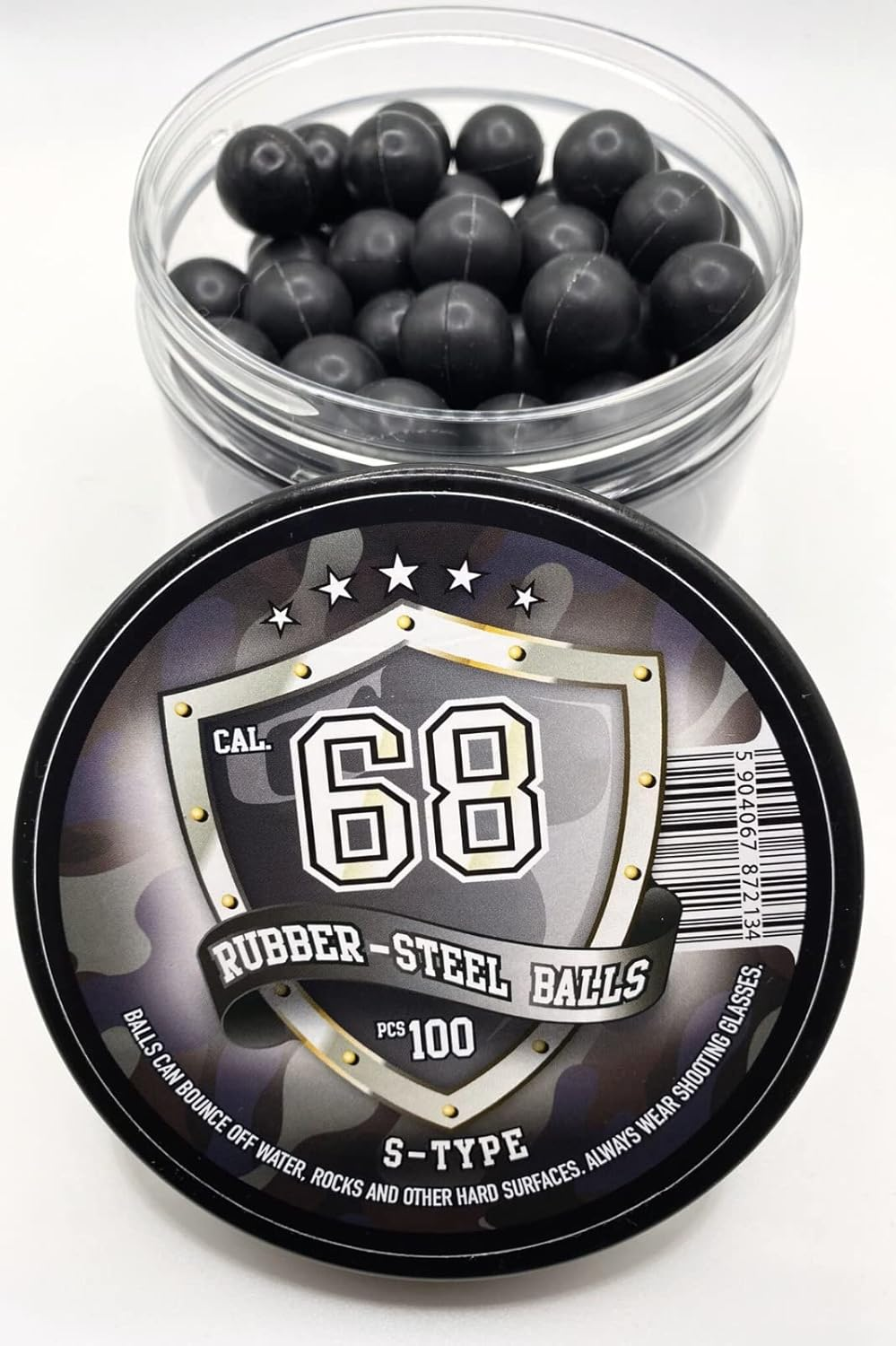 SSR 100 X S - Style Premium Quality Hard Rubber Steel Balls Paintballs Powerballs 7 Gr. Heavy Ammo for Self and Home Defense Training Pistols in 68 Cal. image number 2