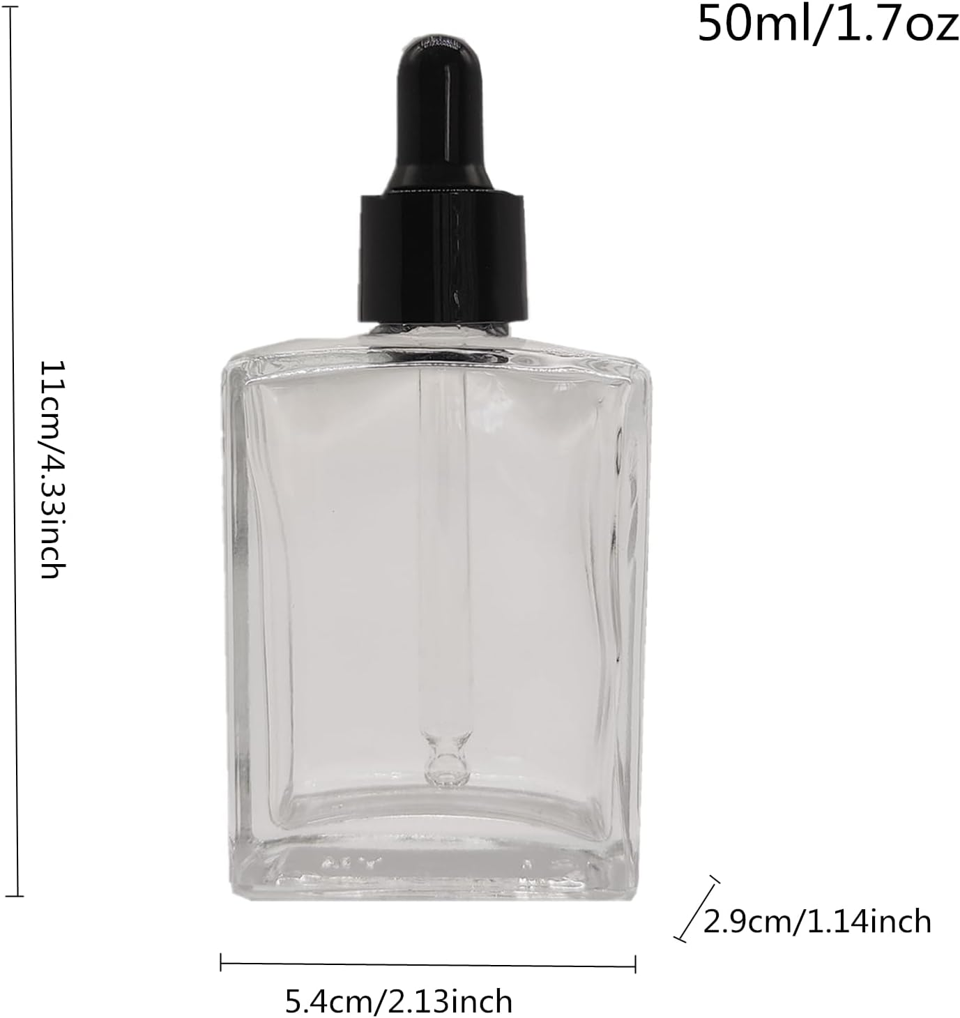 Dropper 50Ml Empty Essential Oil Drop Bottle, 1.7Oz Square Essence Glass Bottles Lab Dropping Serum Container for Liquid, Perfumes (8Pcs,Clear) image number 2