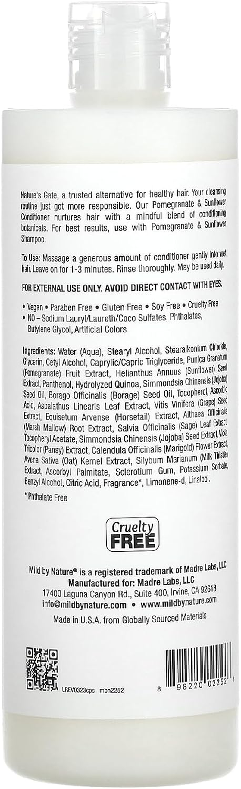 Mild by Nature (Nature'S Gate), Pomegranate & Sunflower Conditioner for Color-Treated Hair, 16 Fl Oz (473 Ml) image number 1