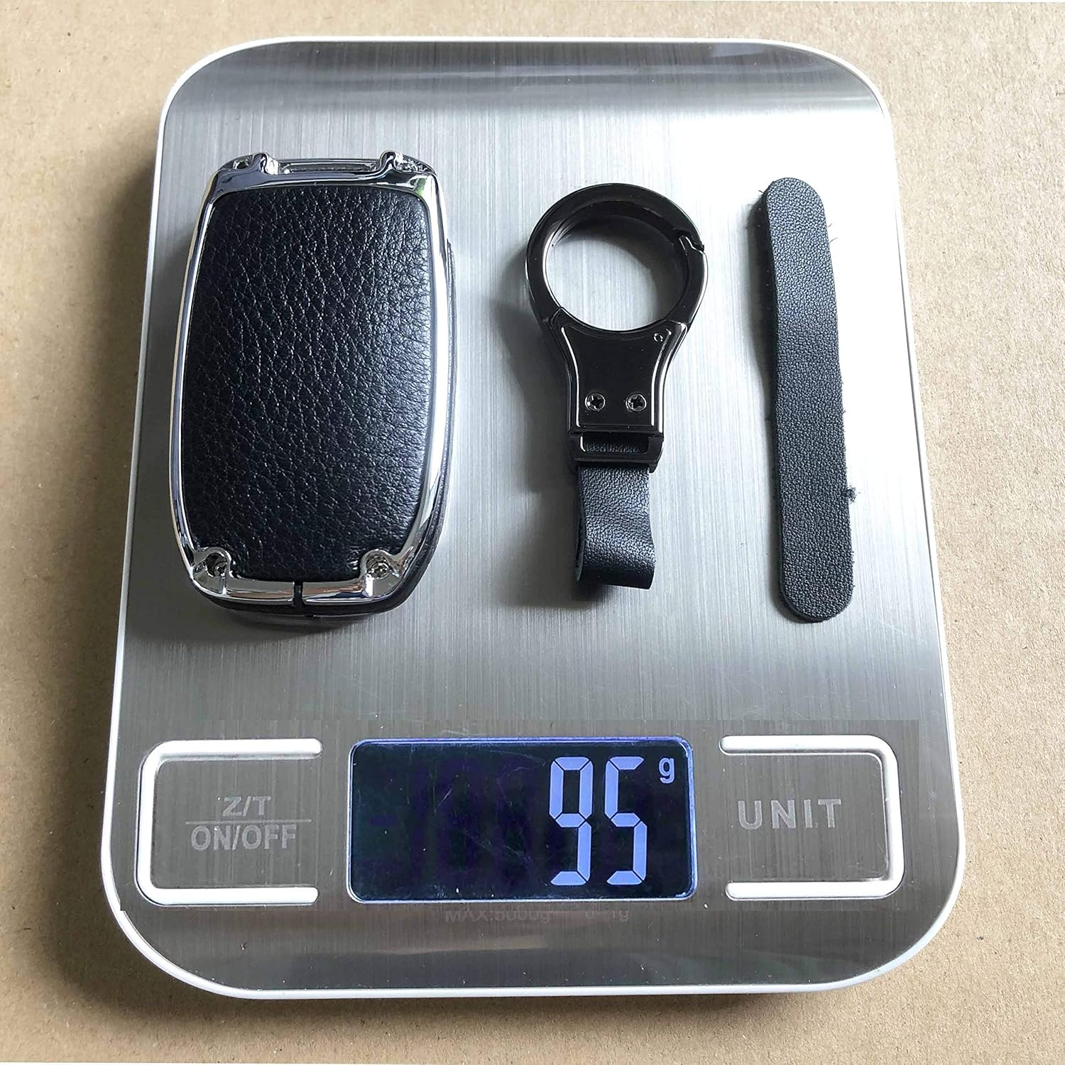 Ontto Key Fob Cover Keyless Prevent Scratches Metal Leather Key Protector Skin Shell Keychain Fit for Range Rover Sport Dsicovery LR4 Silver Metal Shell Black image number 4