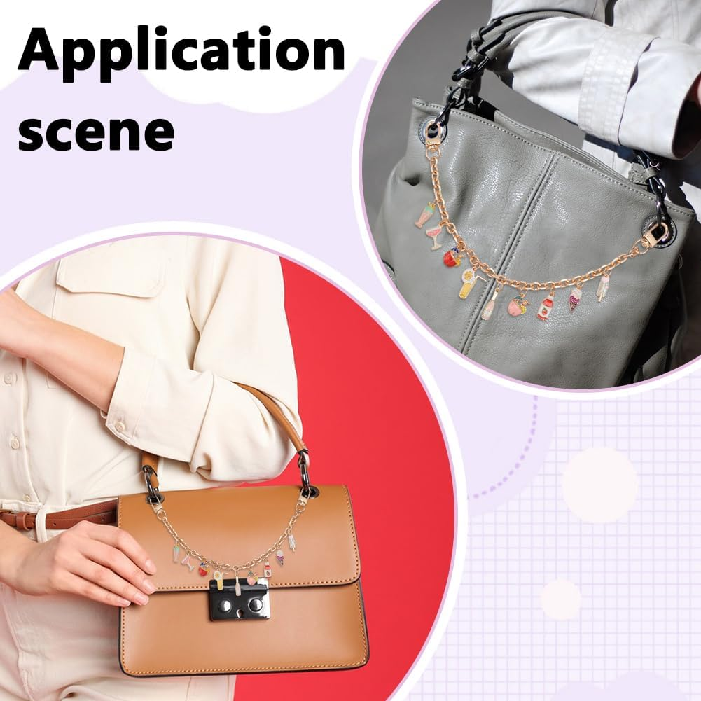 PLIGREAT 2 Pcs Fruit Drink Charms Chains for Handbag, 30.3 Cm Trouser Chains Replacement Extension Chain for Women Ice Cream Lemon Juice Bag Charms Straps for Handbag Wallet Crossbody image number 2