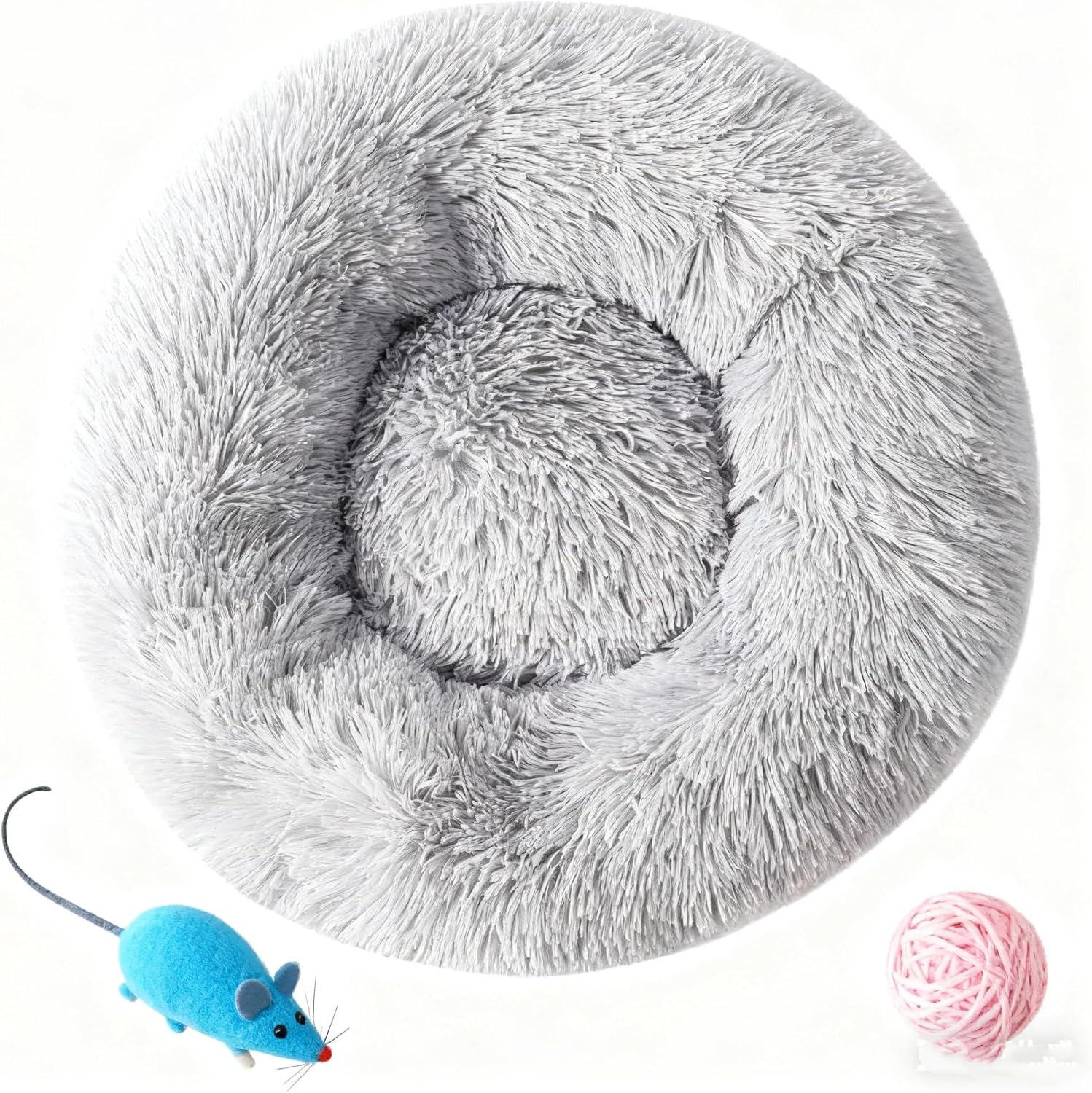 Plush Pet Bed, Doughnut Pet Bed, Cat Bed, Fluffy, Dog Bed, round Dog Cushion, Cat Basket, Sleeping Area, Plush Cat Cushion, Dog Cushion, Washable Puppy Bed, 40 Cm, Grey image number 4