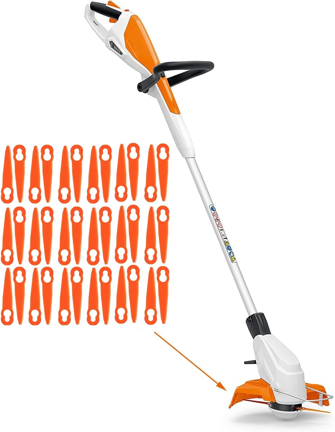 50PCS Plastic Blades Replacement for STIHL Polycut 2-2 FSA 45 FSA 57 FSE 52 / Sun Joe 24V-GT10 Lawnmower Trimmer Grass Cutter Tools Garden Lawn Mower Trimmer Blade Replace# 4008 007 1000 image number 3