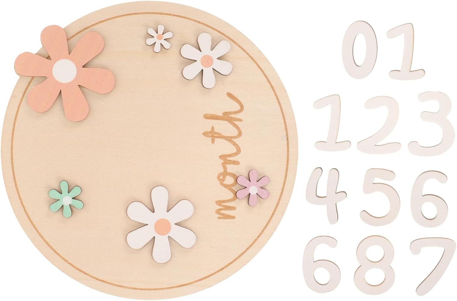 ERINGOGO Wooden Newborn Milestone Cards Photography Props for Announcements Monthly Growth Signs for Showers and Parents image number 2