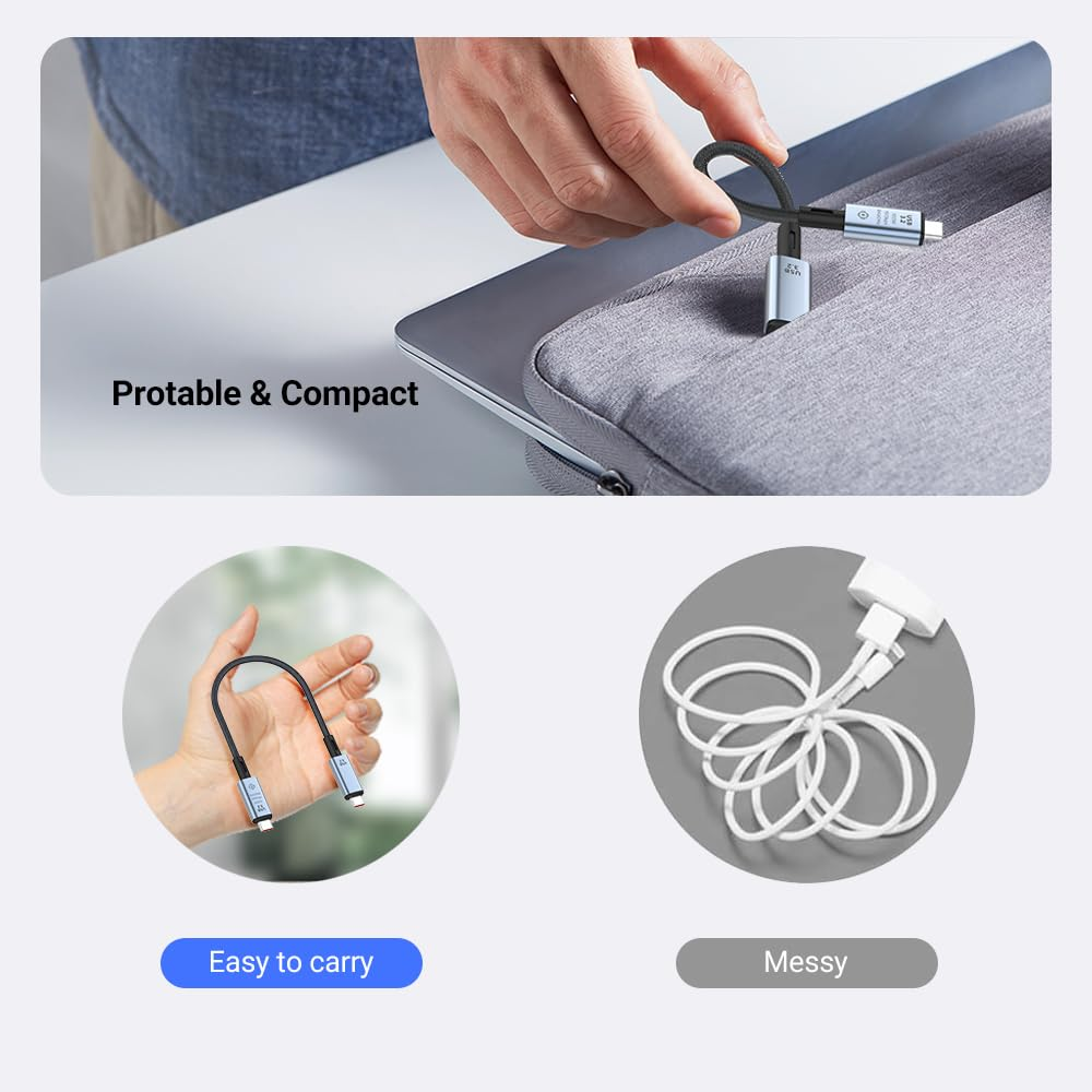 Short USB C to USB C Cable,10Gbps USB C 3.2 Cable 100W USB C Cable Fast Charging 8K Display Cable Type C Gen 3.2 Cord for Iphone 16 Pro Max/15 Macbook Pro Ipad Pixel 9/8 Galaxy S24 Switch