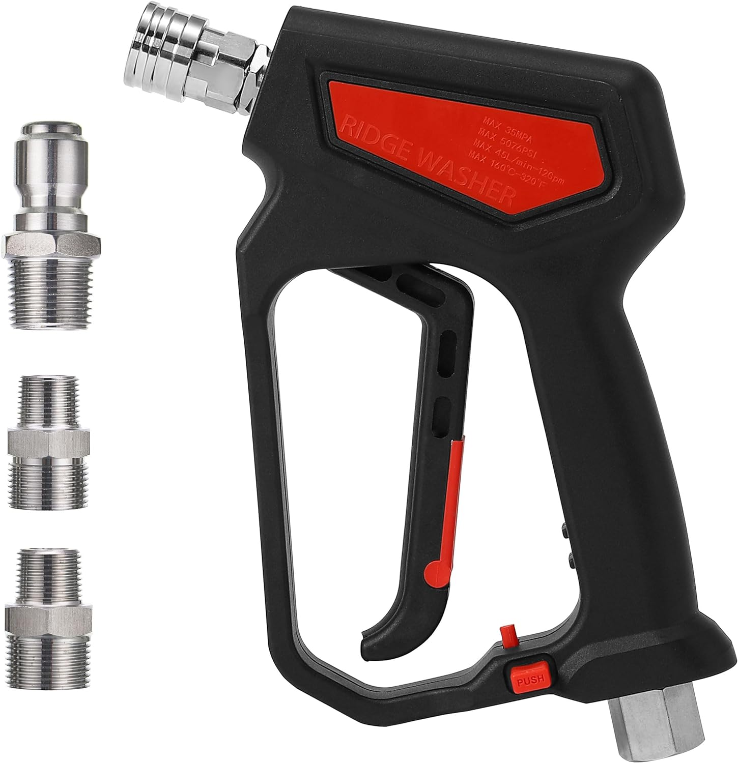 RIDGE WASHER Pressure Washer Gun 5000 PSI, 12 GPM, High Pressure Spray Gun with 1/4" Quick Connector, 3/8'' Quick Connect, M22-14Mm and M22-15Mm Fitting image number 5