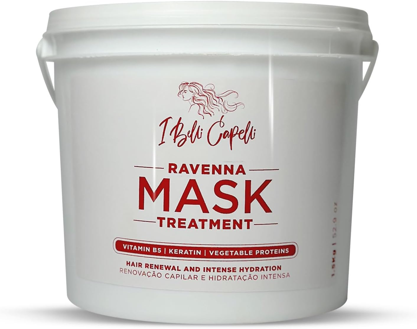I Belli Capelli Ravenna Professional Hair Mask for Damaged Hair - Intense Shine & Moisture for All Hair Types - Deep Conditioning Hair Mask for Dry Hair, Mascarilla Para El Cabello, Large Size 1.5 Kg/52.9 Fl Oz.