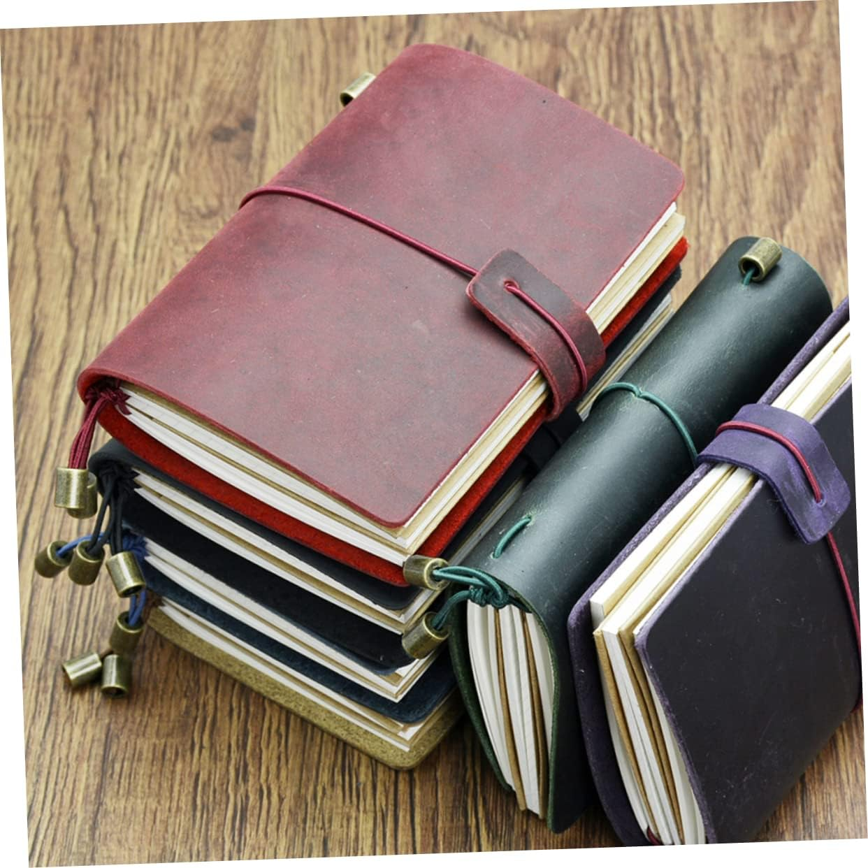 Operitacx Leather Notebook Passport Size 5.31X4.13In Travel Journal Diary Notepad with Lined Grid and Blank Pages Vintage Cowhide Cover for Writing and Sketching - Picture 1 image number 5