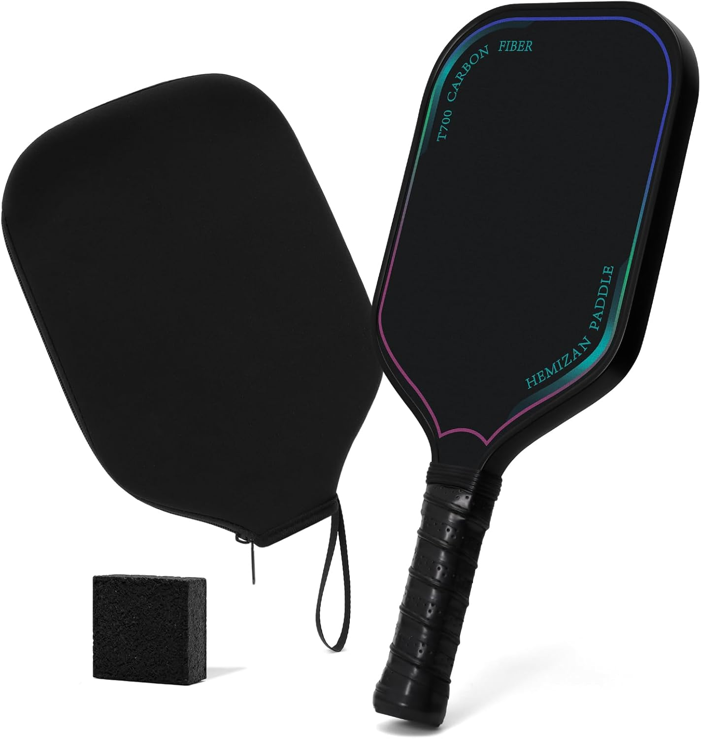 T700 Carbon Fiber Pickleball Paddle - Matte Carbon Pickle Ball Paddles Set of 16Mm Elongated Racket, Eraser Cleaner and Carry Bag by HEMIZAN image number 1