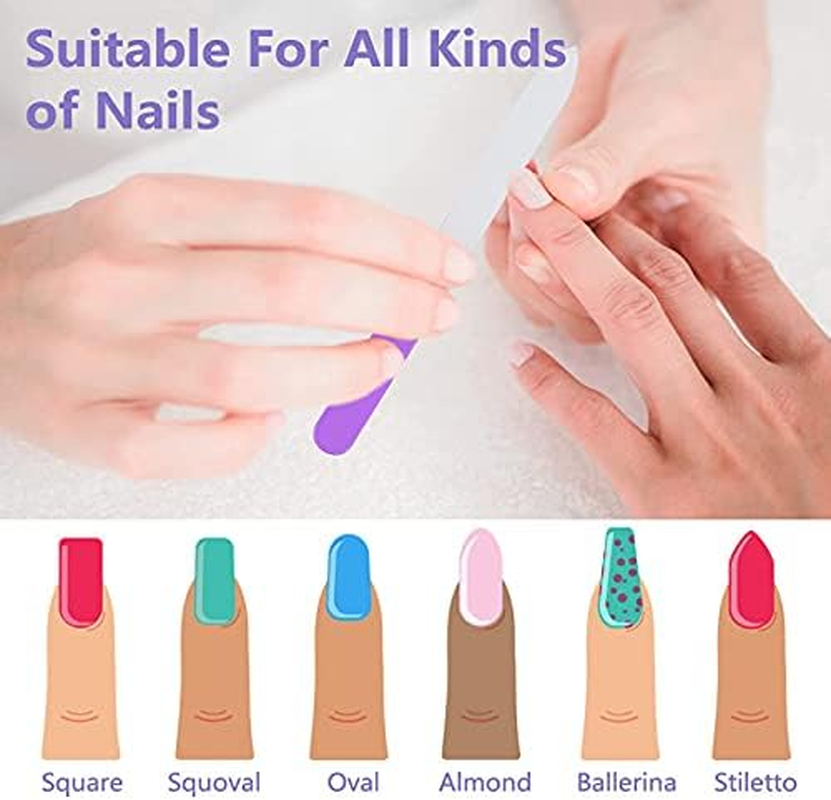 4 Pieces Glass Nail Files with Hard Protective Cases, Beauties Factory Double-Sided Reusable Sandy Glass Nail File with Portable Case for Fingernails, Natural, Gel and Acrylic False Nails (4 Colors - Purple, Pink, Candy Green, Cream White) image number 6