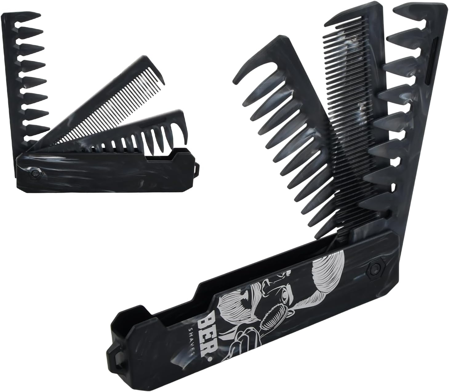 3-In-1 Folding Hair Comb for Men, Fine & Wide Tooth Comb with Beard, Hair & Moustache Styling, Anti-Static Travel-Friendly Pocket Comb, Compact & Durable image number 2