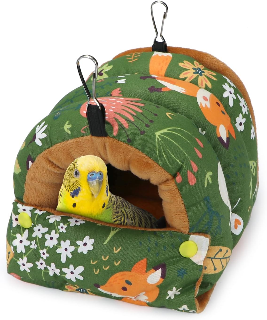 Wontee Bird Nest House Winter Warm Snuggle Hut Bird Bed Hanging Hammock for Parrots Budgies Parakeets Caique Senegal Cockatiels Conures (Small, Green) image number 1