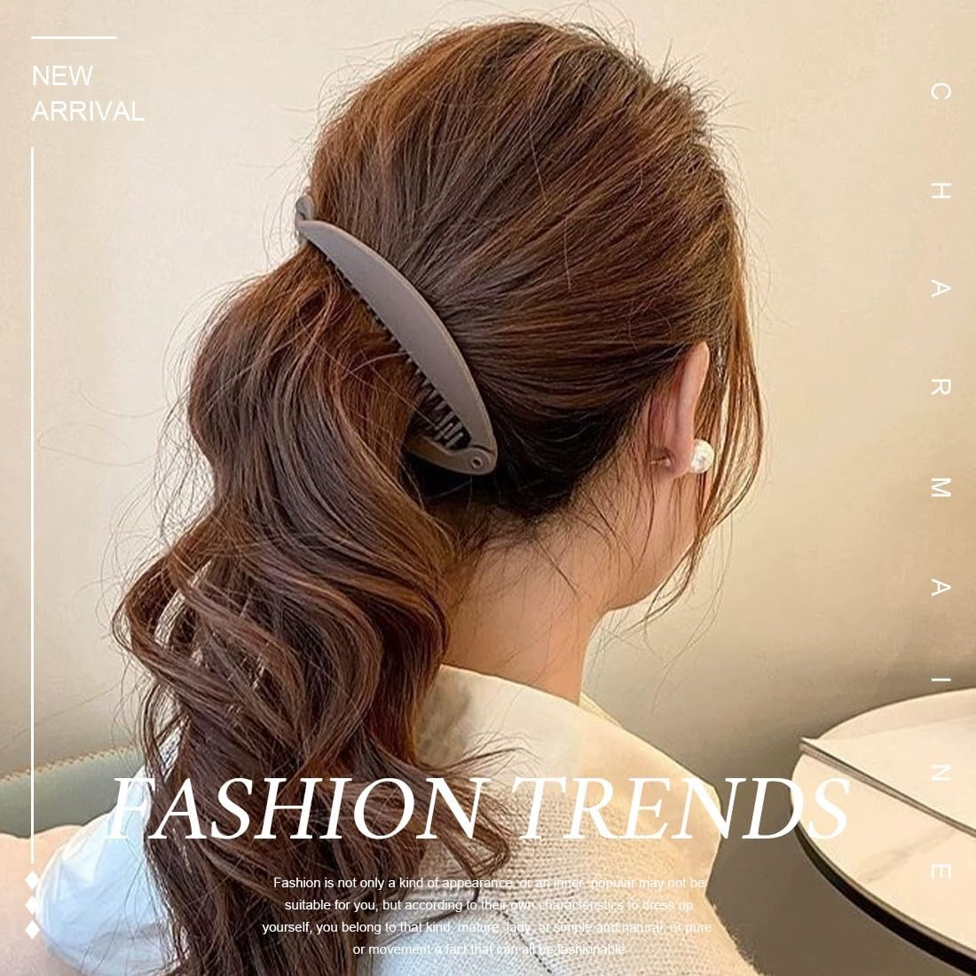 JEYORZY Pack of 3 Banana Clips, Vintage Fishtail Hair Clip, French Banana Clip, Ponytail Holder, Curly or Straight Hair, Banana Clips, Hair Clips for Women and Girls image number 1