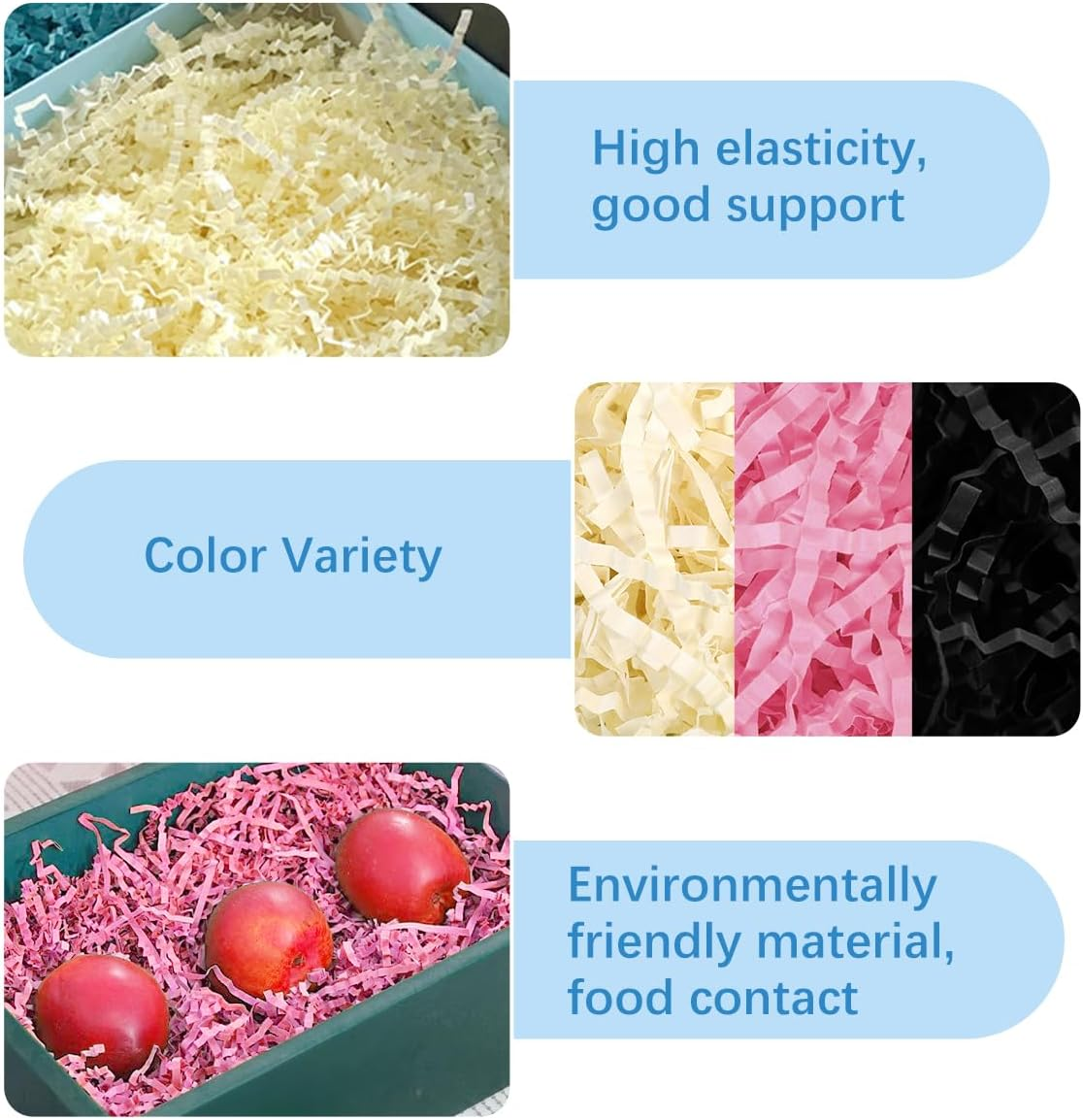 Crinkle Cut Paper 200G Shred Filler for Gift Wrapping & Basket Filling,Crinkle Paper Tissue Paper Raffia Paper for Gift Box Easter Basket Grass Christmas Mother'S Day Birthday Gift Wrapping (Black) - Black image number 2