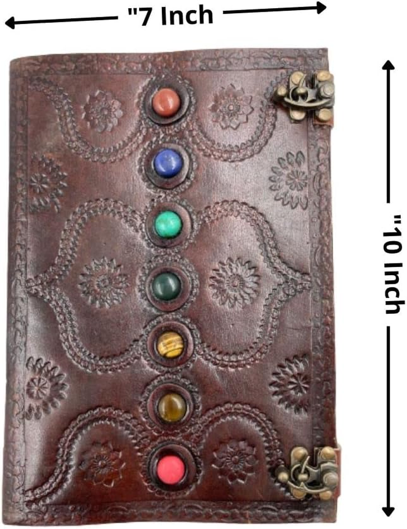 OVERDOSE Embossed Seven Stone Leather Journal - Handmade Antique Stone Diary Sketchbook Drawing Journal - Size 7 X 10 Inches | 17 X 25 Cm | A4