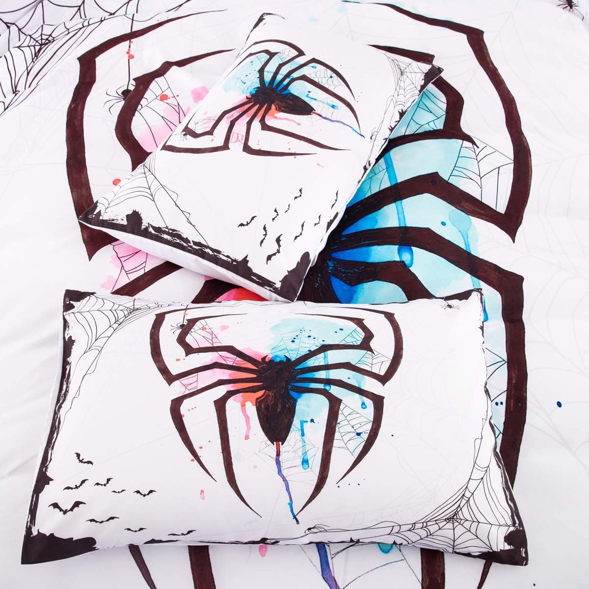 Spider Duvet Cover 200 X 200 Cm with 2 Pillowcases 50 X 75 Cm Halloween 3D Print Spider Web White Microfiber Bedding for Adults Kids Teens image number 6