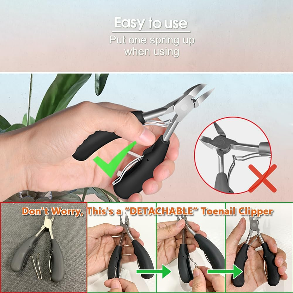 6 Pcs Large Nail Clipper Set,Heavy Duty Toe Nail Clippers for Thick & Ingrown Nails,Easy Grip Handle,Stainless Steel Super Sharp Curved Blade for Men,Women,And Professional image number 6