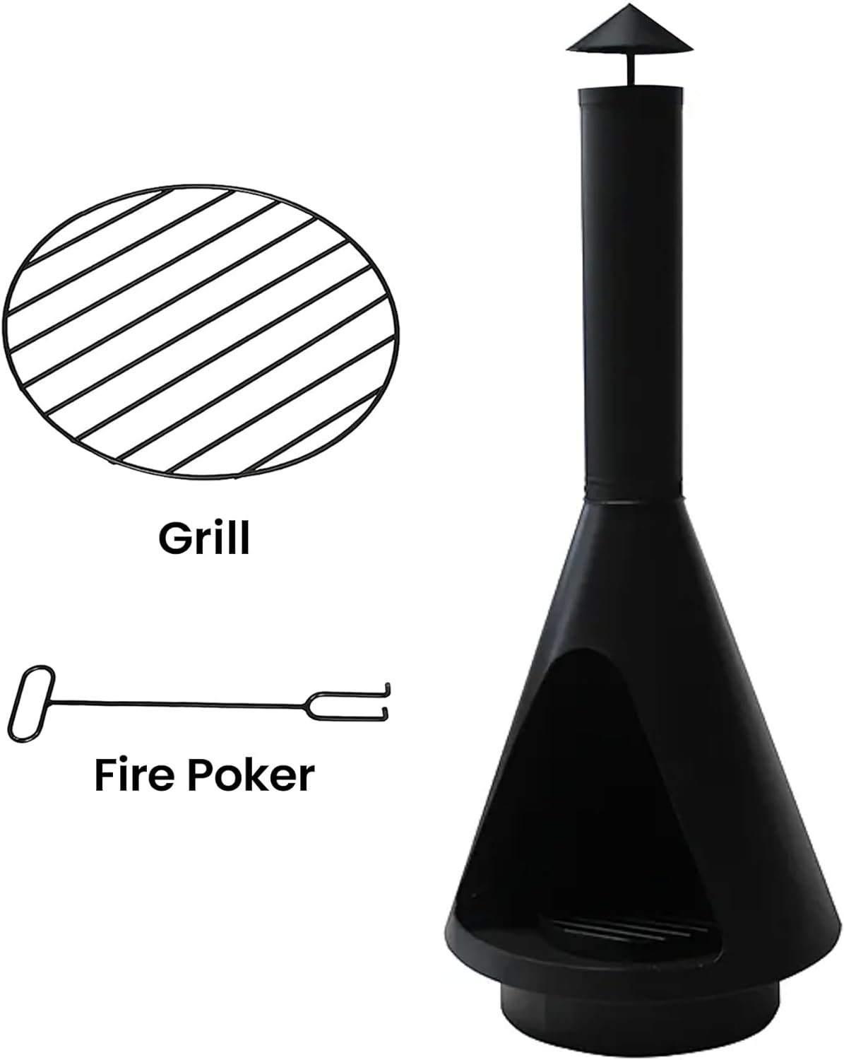 Glasshaus Co. Chimney Fire Pit Patio Heater Outdoor Camping Portable Chiminea Brazier Fireplace 105Cm image number 2