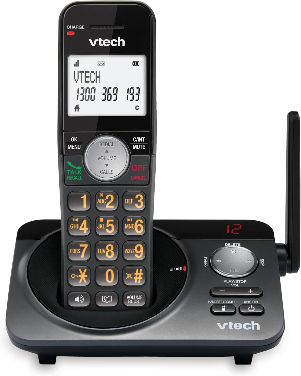 Vtech CLS21050 DECT Cordless Phone with Handsfree Speakerphone, Digital Answering Machine, 70 Name and Number Phonebook, Volume Booster, Call Block, 5 Last Number Redial, Keypad Backlight