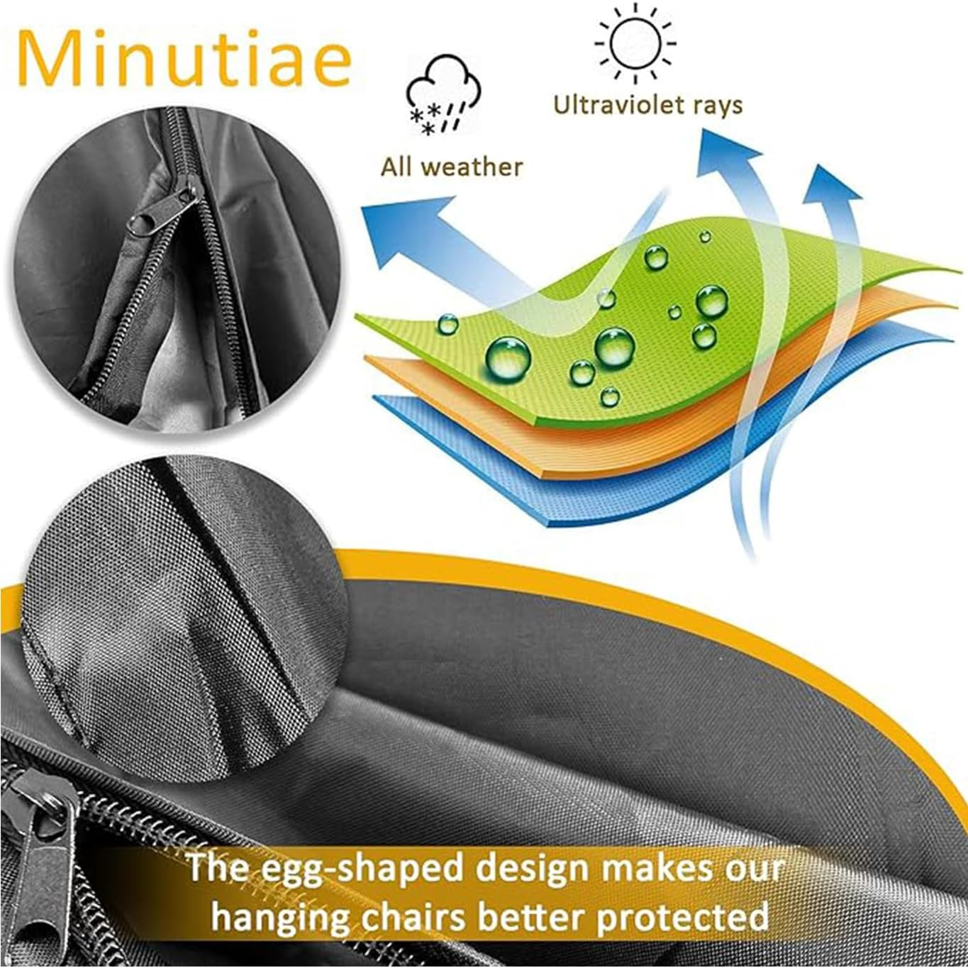 "Patio Swing Chair Cover, Waterproof Egg Chair Covers for Outdoor Furniture, Windproof Swing Egg - Shaped Furniture Covers with Zipper & Drawstring for Open - Air Spaces " image number 1