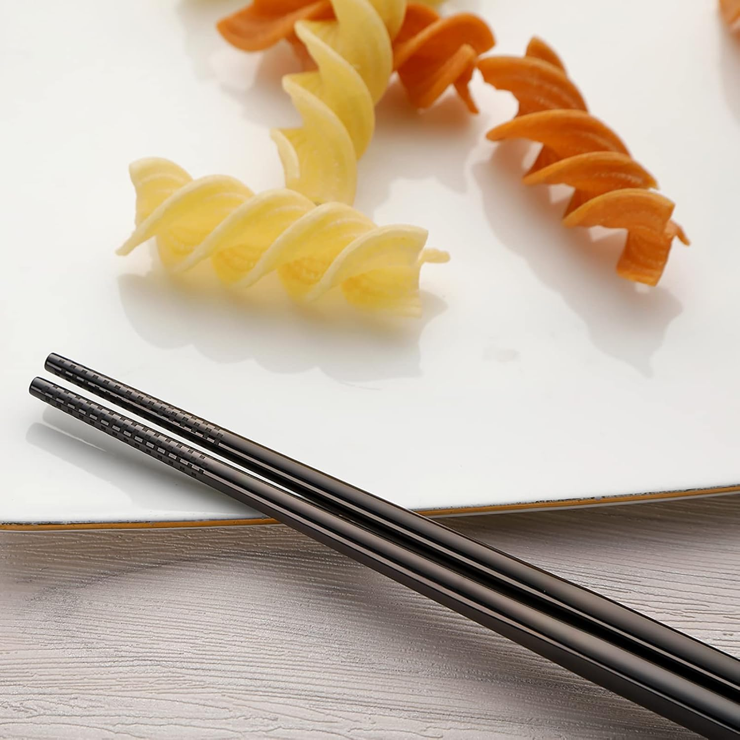 DEVICO Portable Utensils, Travel Camping Cutlery Set, 8-Piece Including Knife Fork Spoon Chopsticks Cleaning Brush Straws Portable Case, Stainless Steel Flatware Set (Black) - Black image number 6