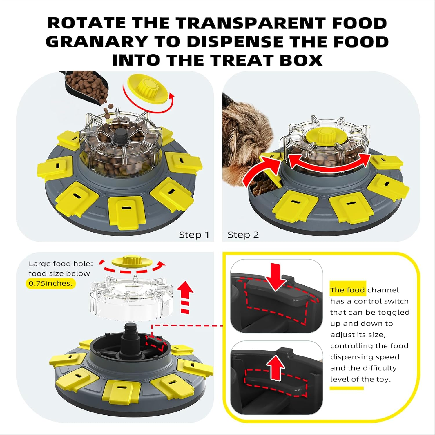 KADTC Level 2 in 1 Dog Spinning Puzzle Toys for Small/Medium/Larger Dogs Adjustable Treat Dispensing Food Puzzles Slow Feeder Brain Stimulating Puppy Mental Stimulation Enrichment Interactive Games image number 3