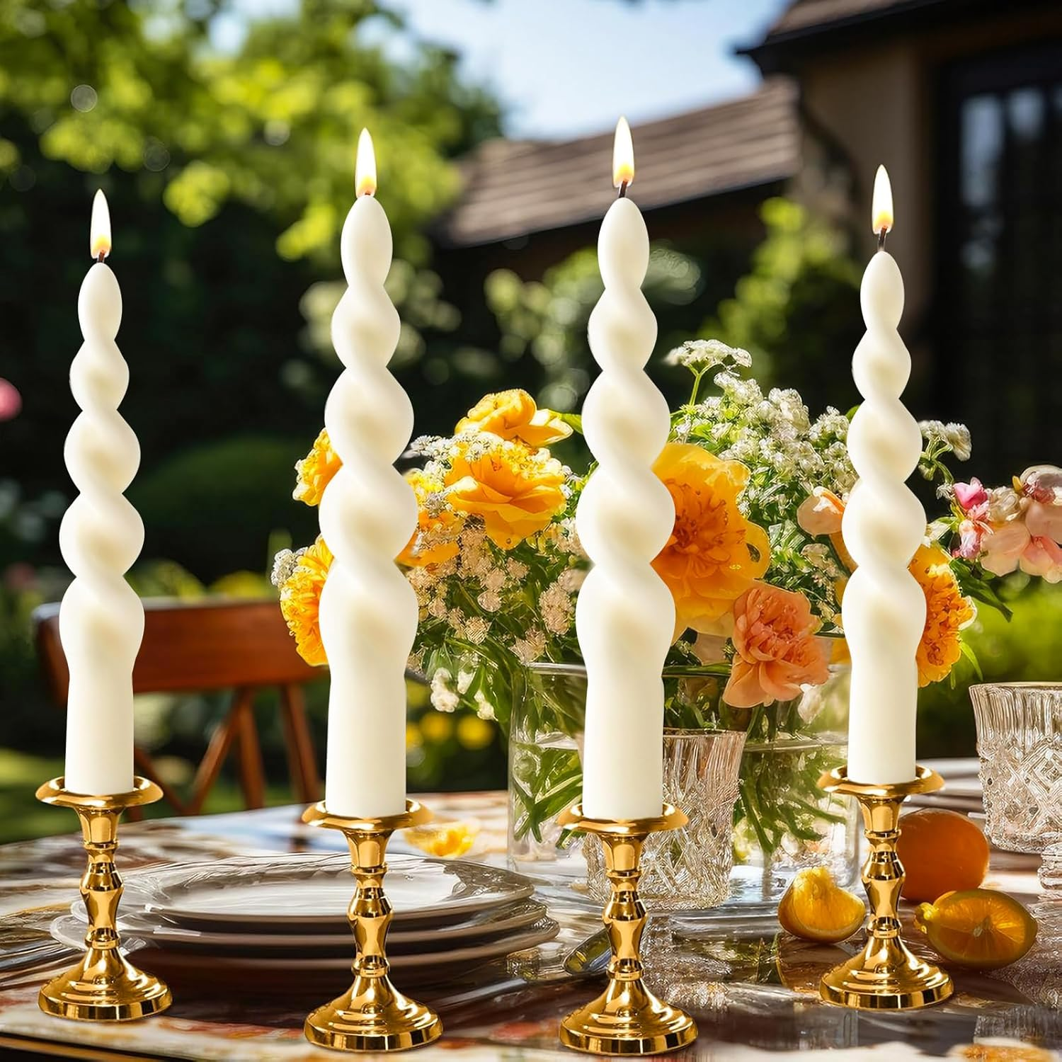 Screw Candle - White Colour - Set of 6 in Box - Decorative Household Candles - Burning Time 7 Hours - French Vanilla Floral - Natural Plant Wax - without Palm Oil image number 2