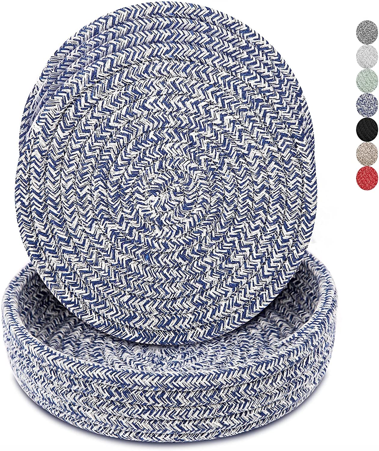 Trivets for Hot Dishes, Trivets for Hot Pots and Pans, Heat Resistant Hot Pads with Storage Basket, Pot Holders for Kitchen, Home Essentials, Farmhouse Decor (Khaki 4 PCS)