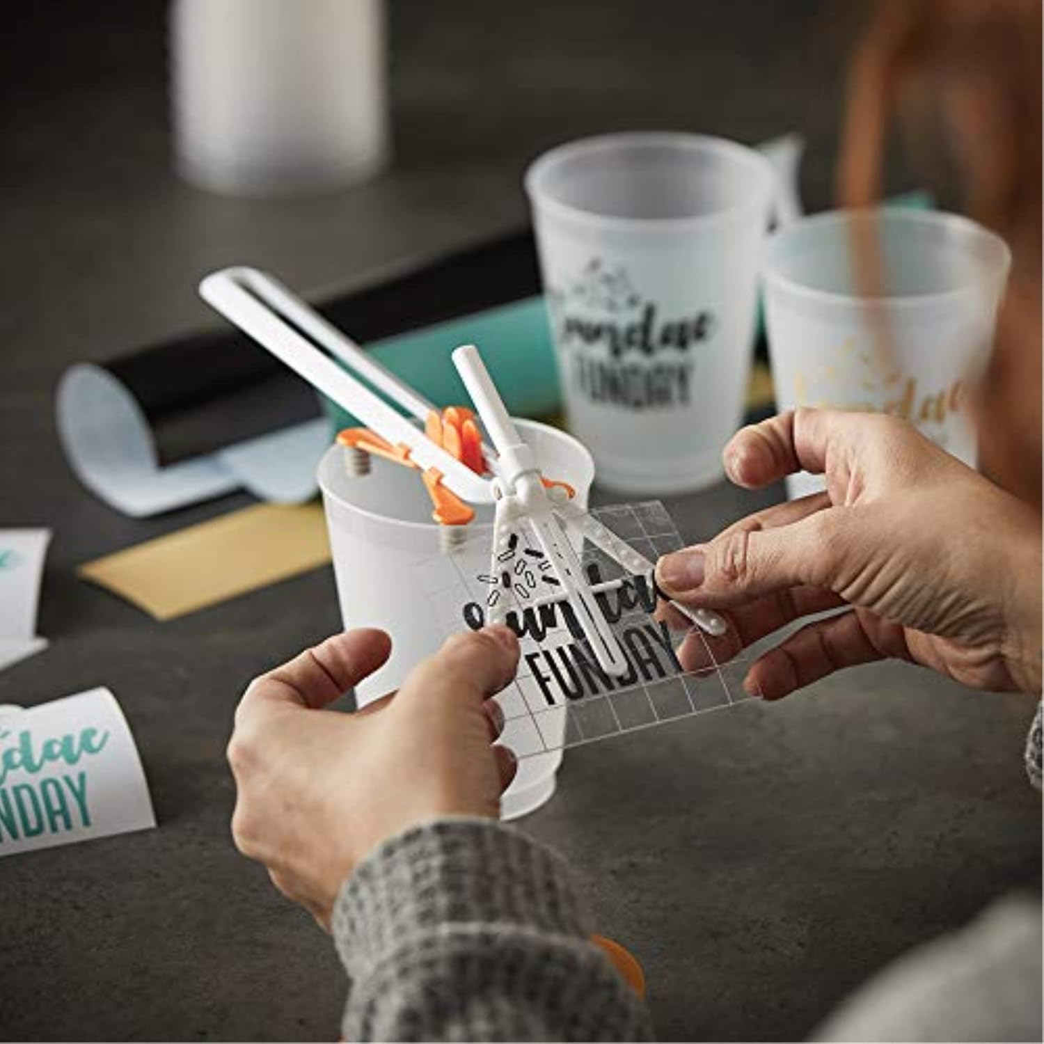 Fiskars Curved Vinyl Alignment Tool, White/Orange image number 4