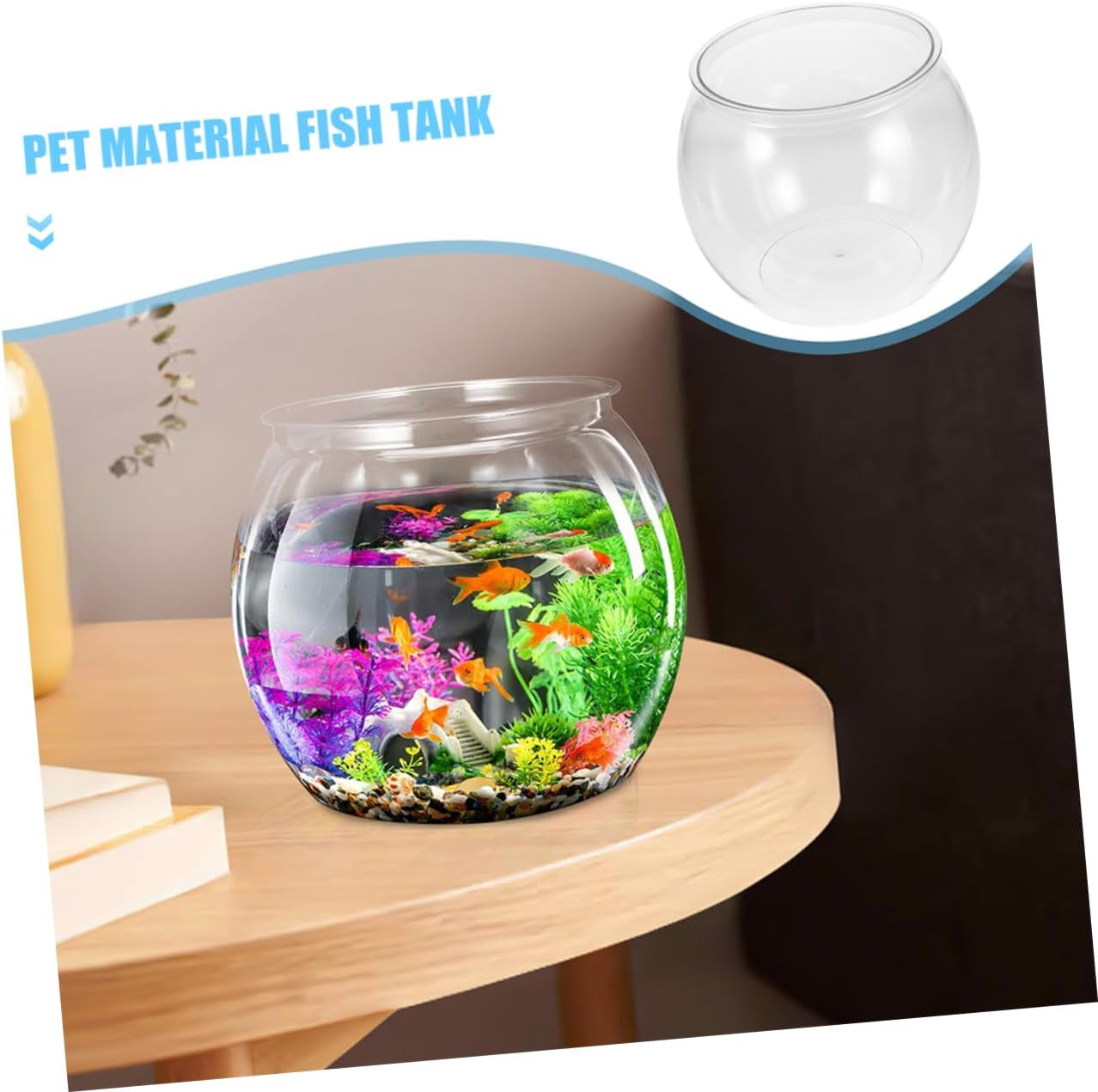Compact Transparent Aquarium Tank for Betta Goldfish and Small Aquatic Pets Unbreakable Clear Plastic Desktop Fish Bowl Pet Material for Office and Home Decoration image number 5