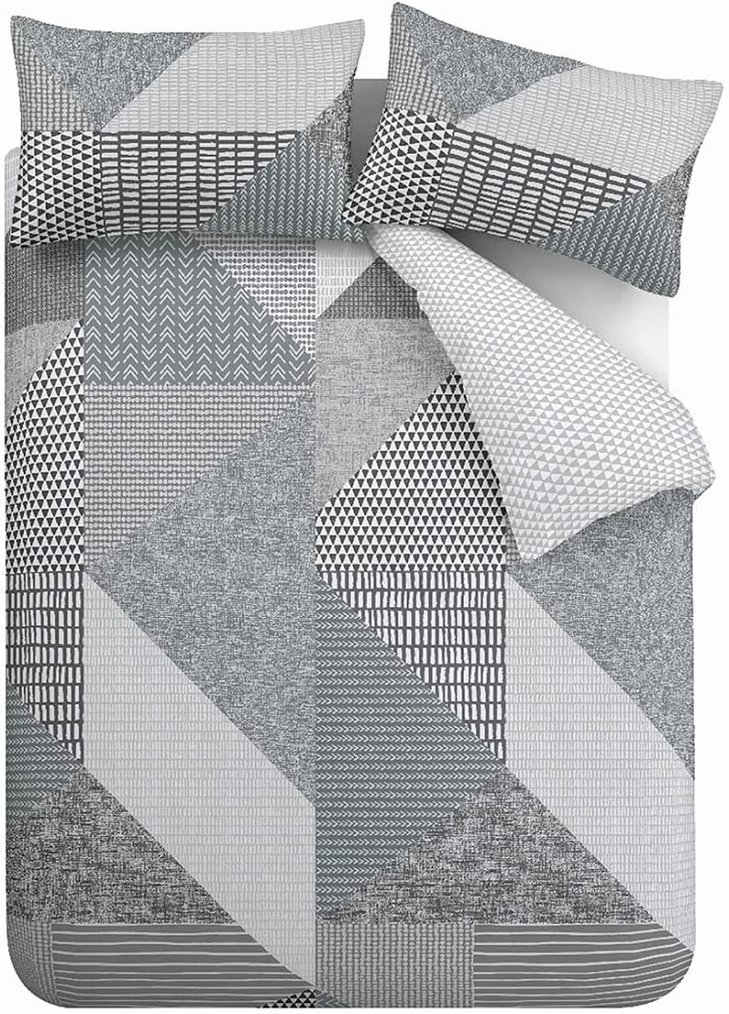 Catherine Lansfield Larsson Geo Reversible King Duvet Cover Set with Pillowcase Grey image number 5