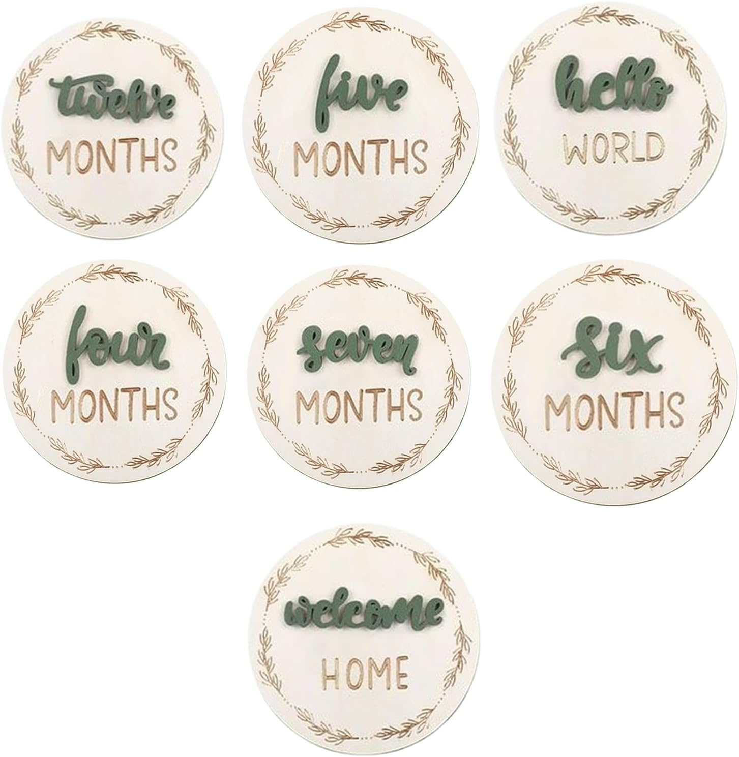 Baby Growth Cards - 3D Monthly Photos Marker Disc - Decorative Wooden Birth Growth Cards, Reusable Month Marker Discs for Kids Room Nursery Living Room